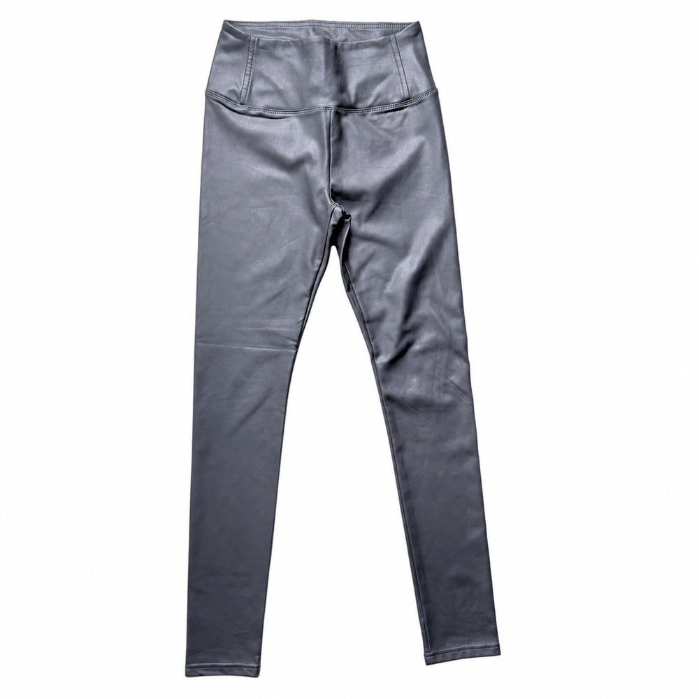 7 For All Mankind Womens Grey Faux Leather High Waisted Leggings XS 67244